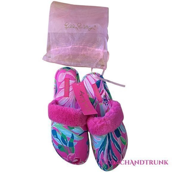 LILLY PULIZTER Clara Slippers Plumeria I'm Feline Fine With Pulitzer Organza Bag - Picture 5 of 8